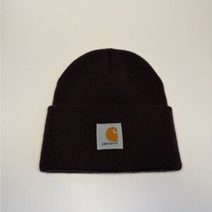 Carhartt Brown Fold-Over Cuffed Beanie with Logo Patch